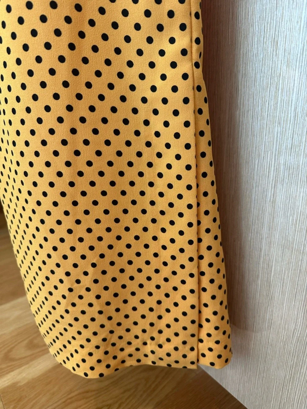 Zara TRF Mustard Yellow Polka Dot Wide Leg High Waist Pants - Picture 6 of 9